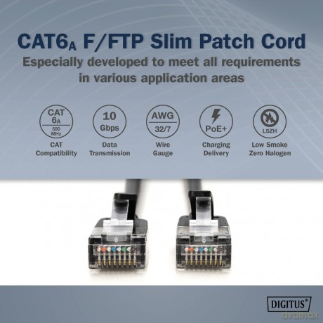 DIGITUS Patchkabel CAT 6A FFTP Slim 0,50