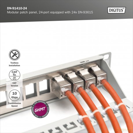 DIGITUS Patchpanel 1HE 24xCat6A Keystone