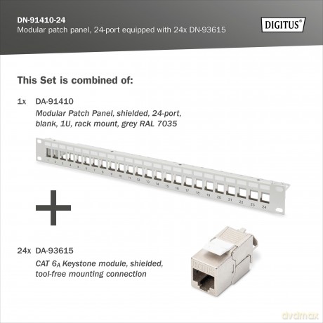DIGITUS Patchpanel 1HE 24xCat6A Keystone