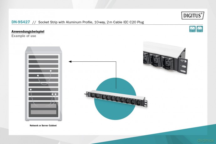 DIGITUS PDU 1HE 8xC13 2xC19 Ausgnge