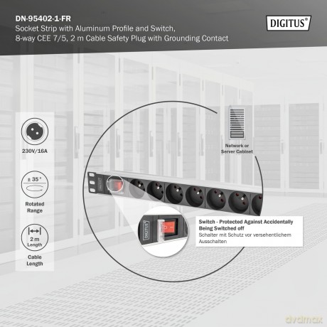 DIGITUS PDU 1U 8xCEE75 Ausgnge 230V16A