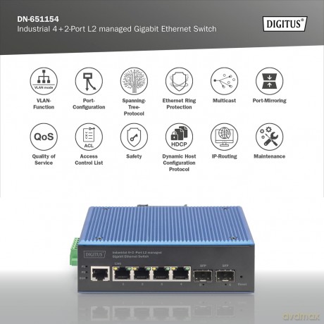 DIGITUS Switch 4+2 -Port L2 managed Giga