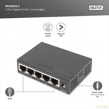 DIGITUS Switch 5-Port Gigabit Unmanaged