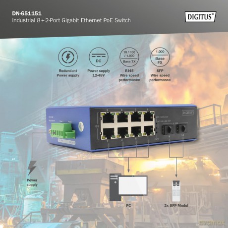 DIGITUS Switch 8 + 2 -Port Gigabit Ethe