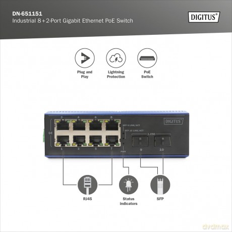 DIGITUS Switch 8 + 2 -Port Gigabit Ethe