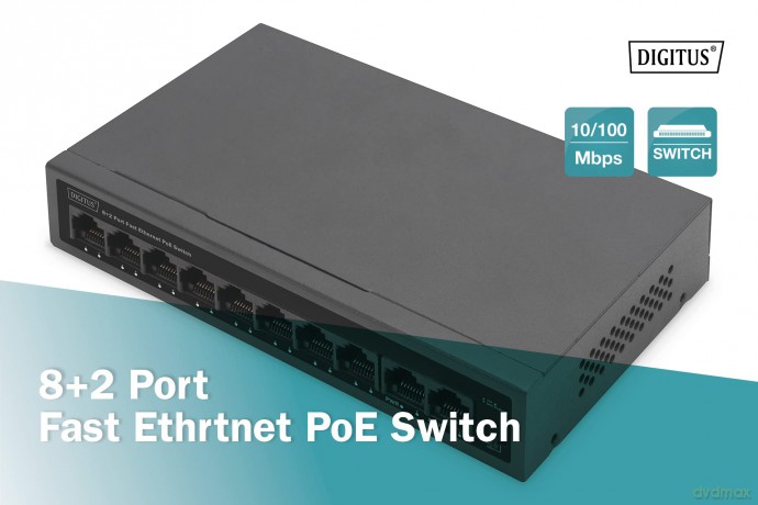 DIGITUS Switch 8+2Port 10/100 30W FE P