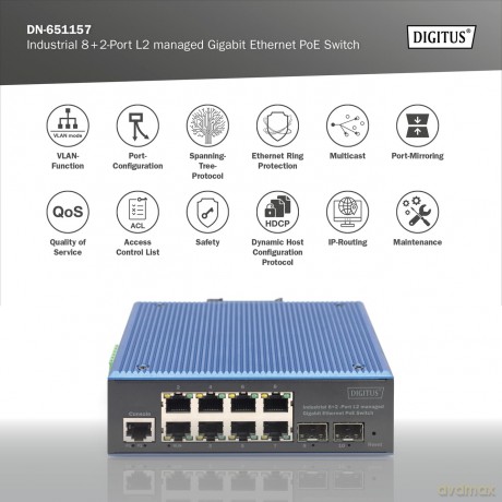 DIGITUS Switch 8+2-Port L2 managed Gigab