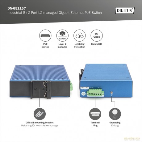 DIGITUS Switch 8+2-Port L2 managed Gigab