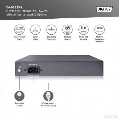 DIGITUS Switch 8-Port 10/100 120W PoE