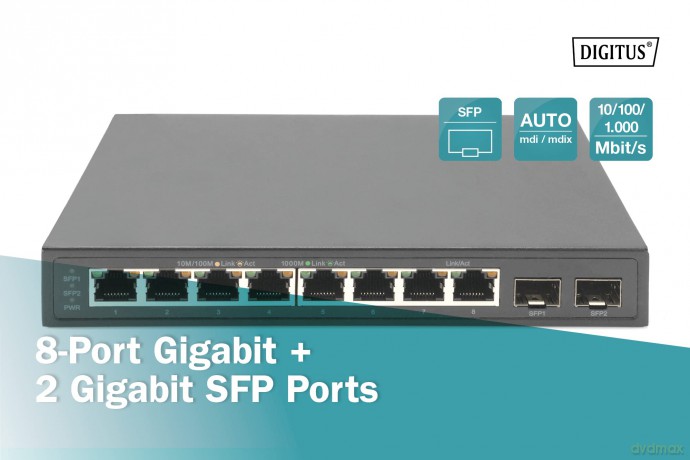 DIGITUS Switch 8-Port Gigabit + 2xSFP un