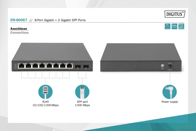 DIGITUS Switch 8-Port Gigabit + 2xSFP un