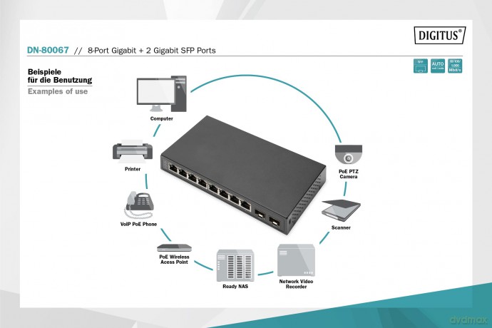 DIGITUS Switch 8-Port Gigabit + 2xSFP un