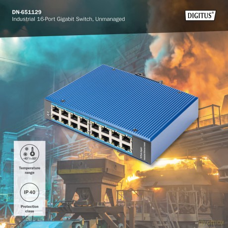 DIGITUS Switch Ind. 16-Port Gigabit