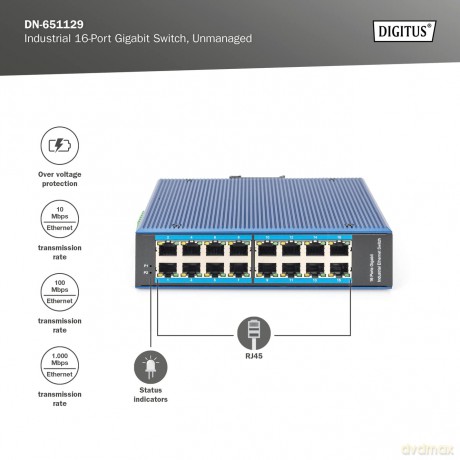 DIGITUS Switch Ind. 16-Port Gigabit