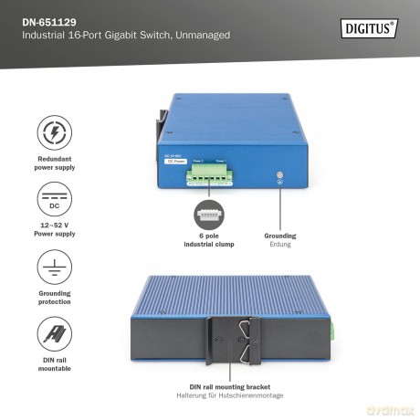 DIGITUS Switch Ind. 16-Port Gigabit