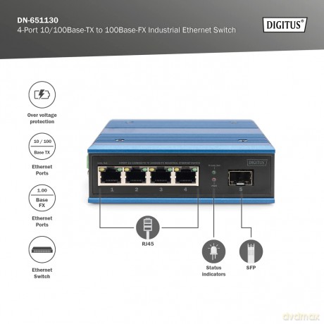 DIGITUS Switch Ind. 4-Port 10/100