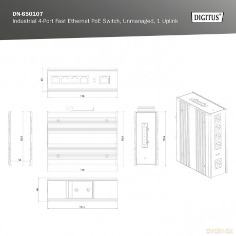 DIGITUS Switch Ind. 4-Port 10/100 30W