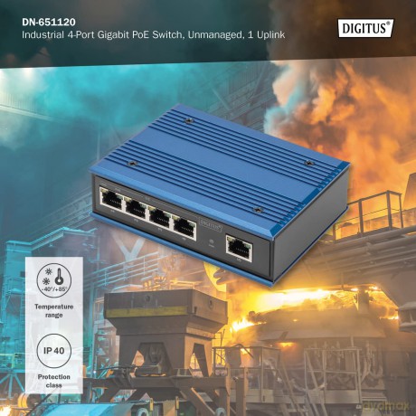 DIGITUS Switch Ind. 4-Port Gigabit 30W