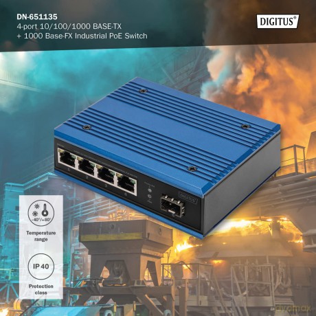 DIGITUS Switch Ind. 4-Port Gigabit 30W