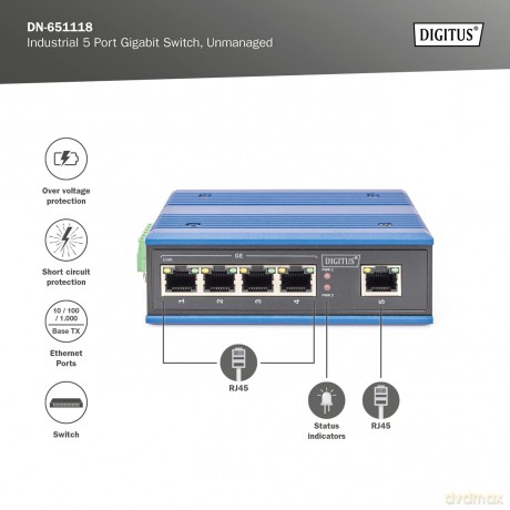 DIGITUS Switch Ind. 5-Port Gigabit