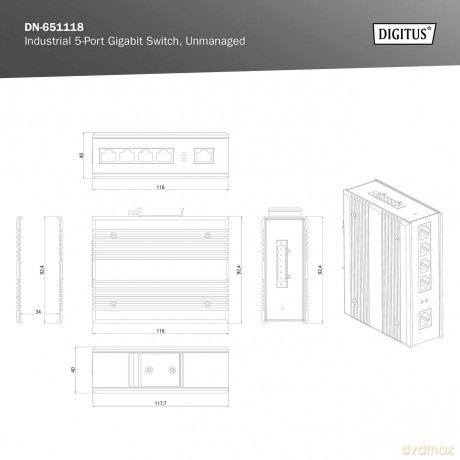 DIGITUS Switch Ind. 5-Port Gigabit