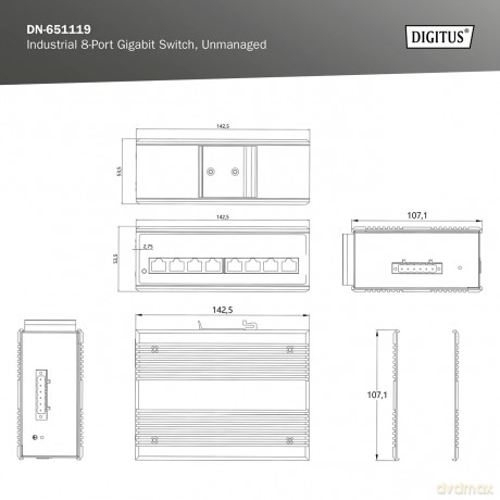 DIGITUS Switch Ind. 8-Port Gigabit