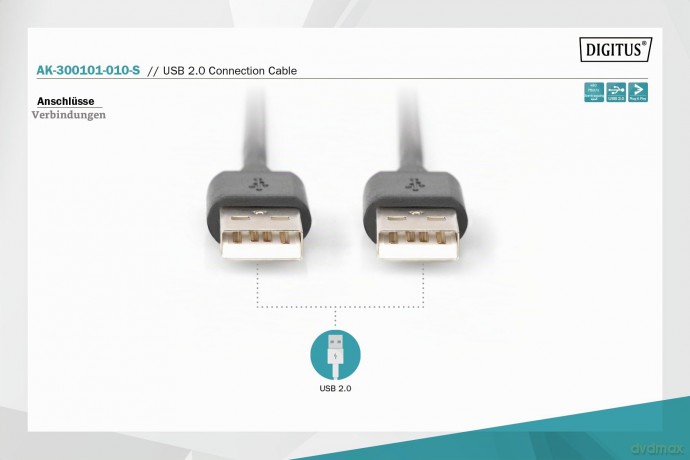 DIGITUS USB 2.0 Anschlusskabel Typ A -A