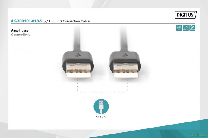 DIGITUS USB 2.0 Anschlusskabel Typ A -A