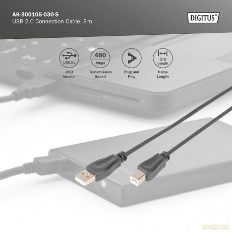 DIGITUS USB 2.0 Anschlusskabel Typ A -B