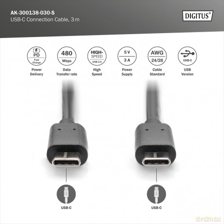 DIGITUS USB 2.0 Anschlusskabel Typ C -C