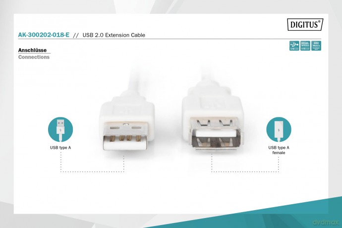 DIGITUS USB 2.0 Verlngerungskabel Typ A