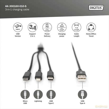 Digitus USB 3.0 > Lightning/Micro-USB/US