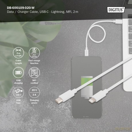 DIGITUS USB Kabel USB-C St. -> Lightning