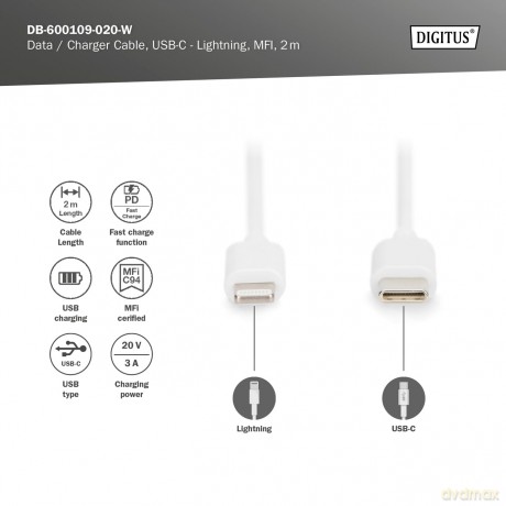 DIGITUS USB Kabel USB-C St. -> Lightning