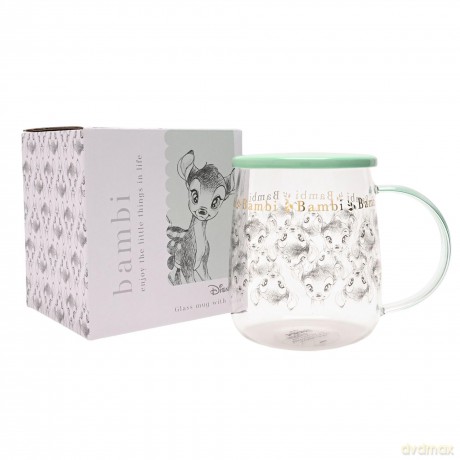 DISNEY - Bambi - Glass Mug with Lid 18oz