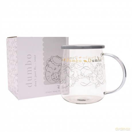 DISNEY - Dumbo - Glass Mug with Lid 18oz