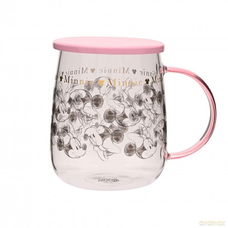 DISNEY - Minnie - Glass Mug with Lid 18o