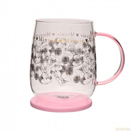 DISNEY - Minnie - Glass Mug with Lid 18o