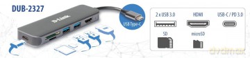 D-Link DUB-2327 6-in-1 USB-C Hub mit HD