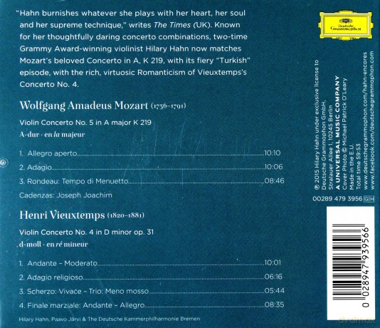 Hilary Hahn: Mozart, Vieuxtemps [CD]
