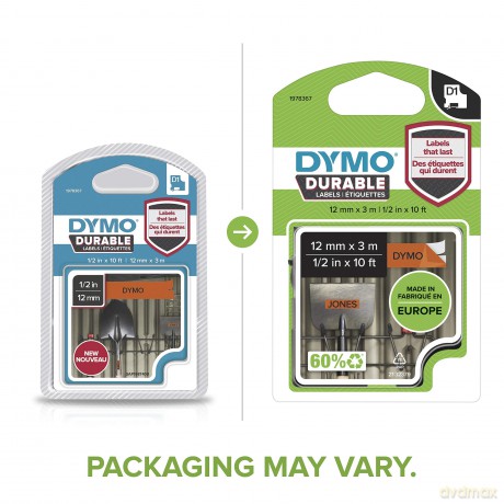 DYMO Band D1 Vinyl 12mm sch/or