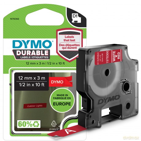 DYMO Band D1 Vinyl 12mm wei/ro