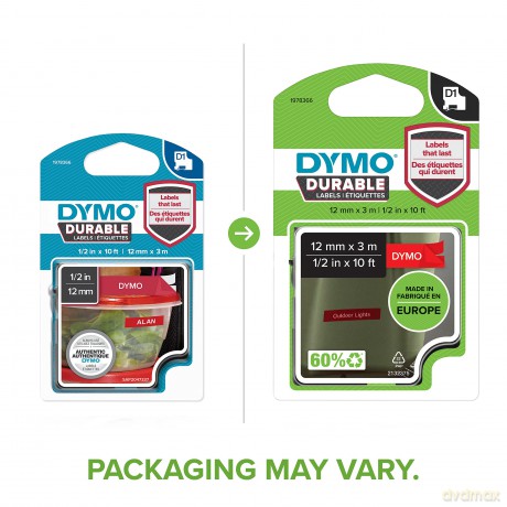 DYMO Band D1 Vinyl 12mm wei/ro