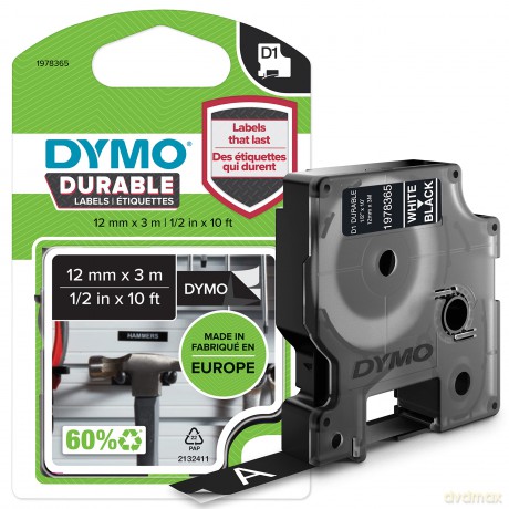 DYMO Band D1 Vinyl 12mm wei/sc