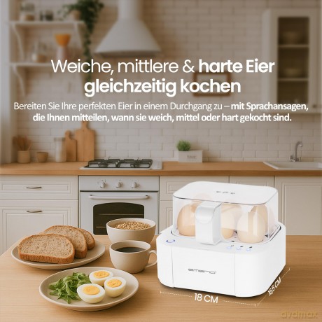 Emerio Eierkocher,6 Eier,Licht-/Deutsche