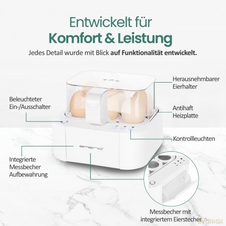 Emerio Eierkocher,6 Eier,Licht-/Deutsche