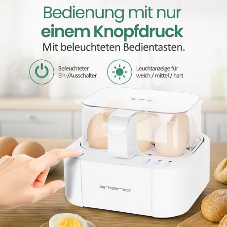 Emerio Eierkocher,6 Eier,Licht-/Deutsche