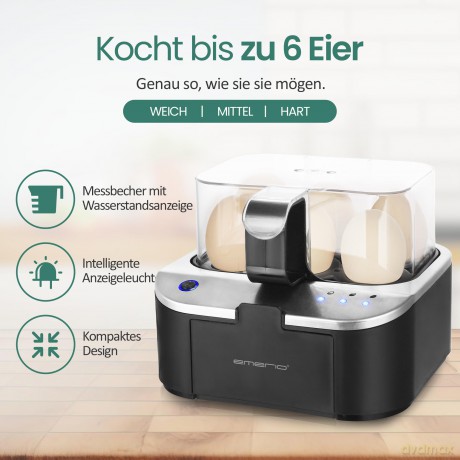 Emerio Eierkocher,6 Eier,Licht-Deutsche