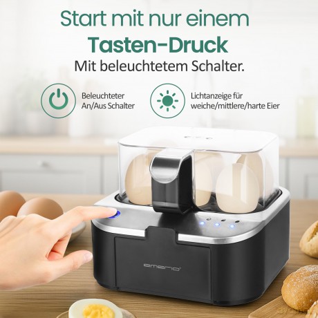 Emerio Eierkocher,6 Eier,Licht-Deutsche