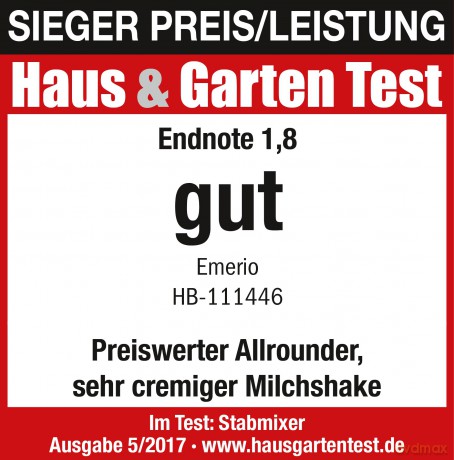 Emerio Stabmixer,gummiert,Edelstahlstab,